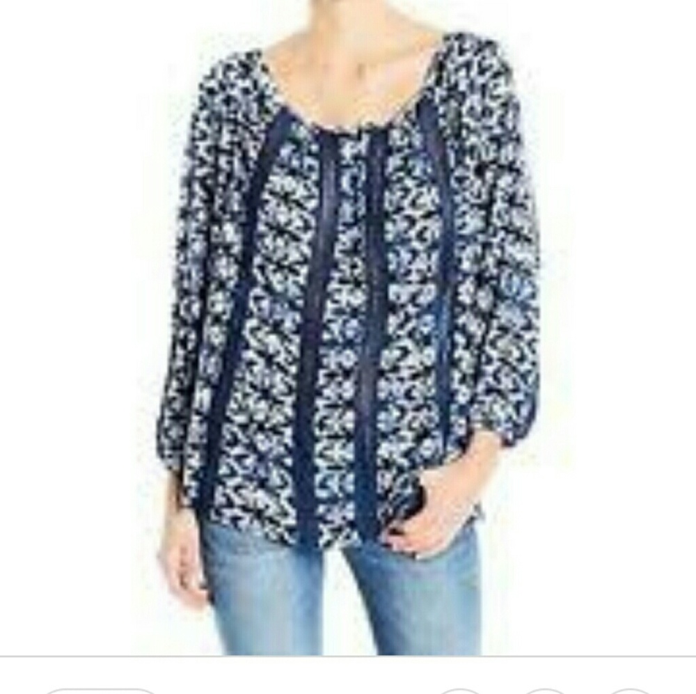Lucky Brand Navy and White Tunic
